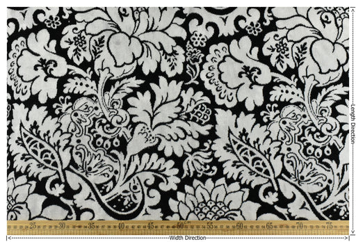 Heavy Weight Black and White Floral Cut Velvet Upholstery Fabric|Luxury Reupholstery Fabric For Chair, Sofa, and Pillow Fabric