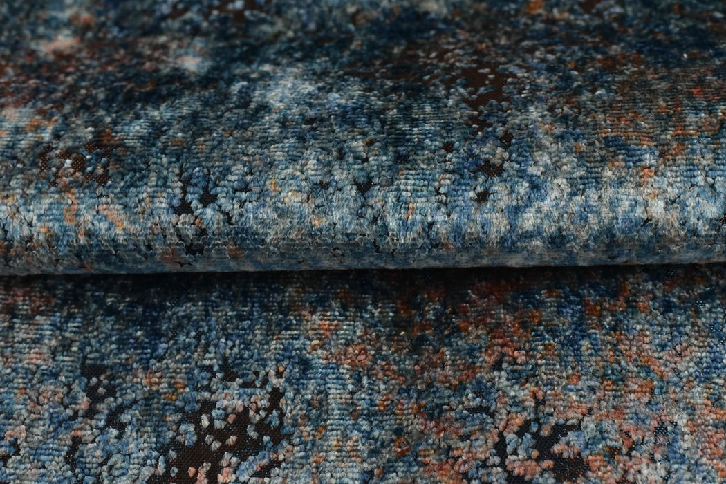 Heavy Weight Multi-Colored Blue Orange Abstract Jacquard Velvet Upholstery Fabric|Raised Cut Velvet Fabric|Luxury Furniture Fabric For Chair