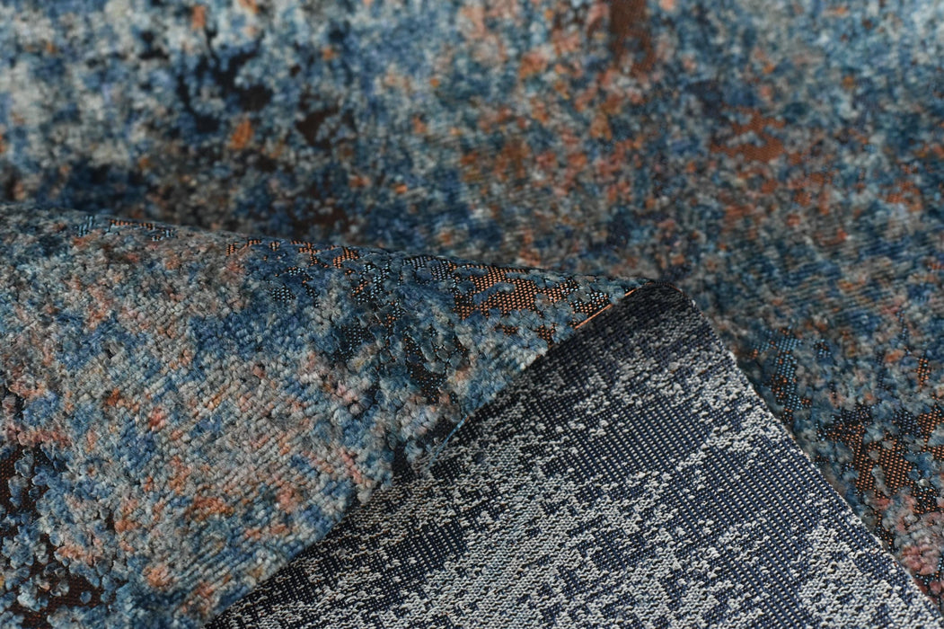 Heavy Weight Multi-Colored Blue Orange Abstract Jacquard Velvet Upholstery Fabric|Raised Cut Velvet Fabric|Luxury Furniture Fabric For Chair