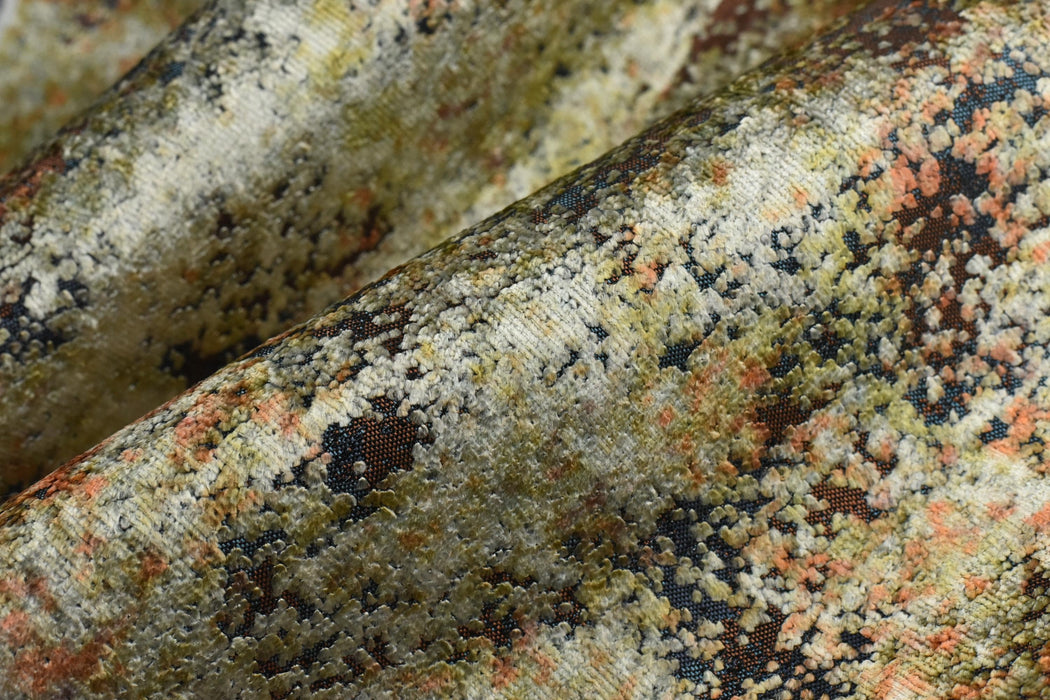 Designer Heavy Weight Multi-Colored Plushed Textured Abstract Jacquard Velvet Upholstery Fabric|Luxury Cut Velvet Fabric For Chair Couch