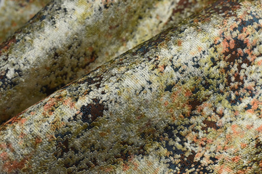 Designer Heavy Weight Multi-Colored Plushed Textured Abstract Jacquard Velvet Upholstery Fabric|Luxury Cut Velvet Fabric For Chair Couch