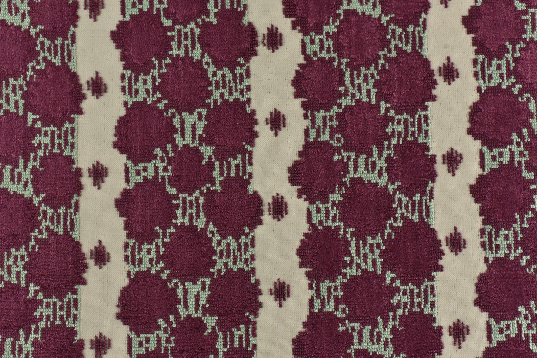 Heavy Weight Burgundy Geometric Cut Velvet Upholstery Fabric|Luxury Abstract Raised Textured Fabric For Chair, Sofa, and Pillow Fabric