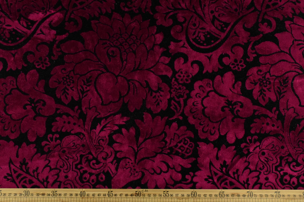 Heavy Weight Black and White Floral Cut Velvet Upholstery Fabric|Luxury Reupholstery Fabric For Chair, Sofa, and Pillow Fabric