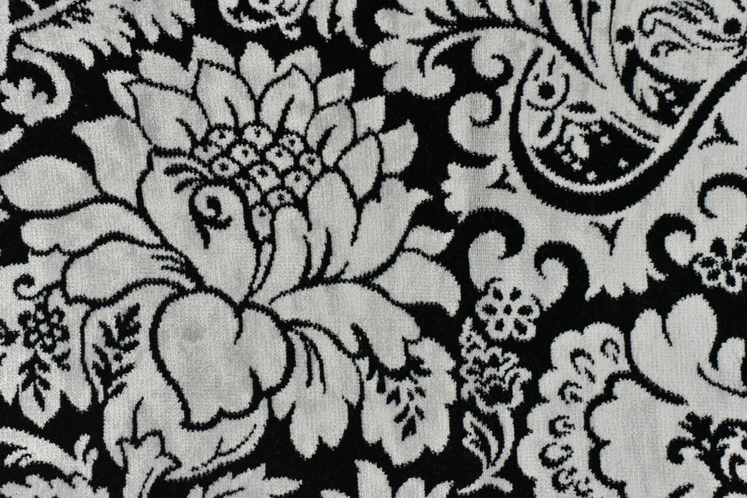 Heavy Weight Black and White Floral Cut Velvet Upholstery Fabric|Luxury Reupholstery Fabric For Chair, Sofa, and Pillow Fabric