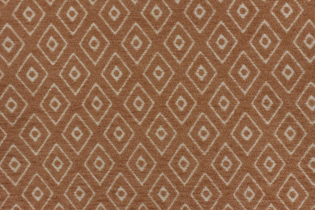 Mid Century Modern Rust Brown Vintage Geometric Chenille Upholstery Fabric For Chair Curtain|Small Diamond Pattern Furniture Reupholstery