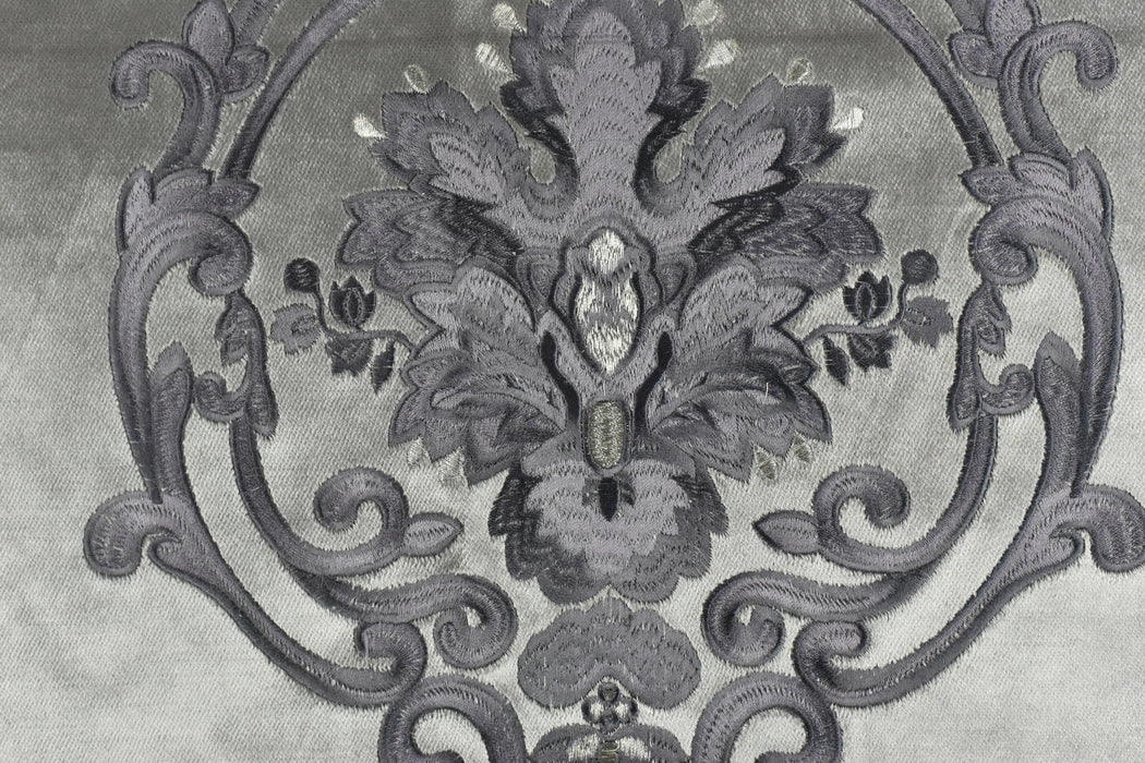 Clearance Sale!Luxury Silver Gray and Purple Embroidered Floral Cut Velvet Fabric For Curtain|Heavyweight Green Gold Elegant Fabric