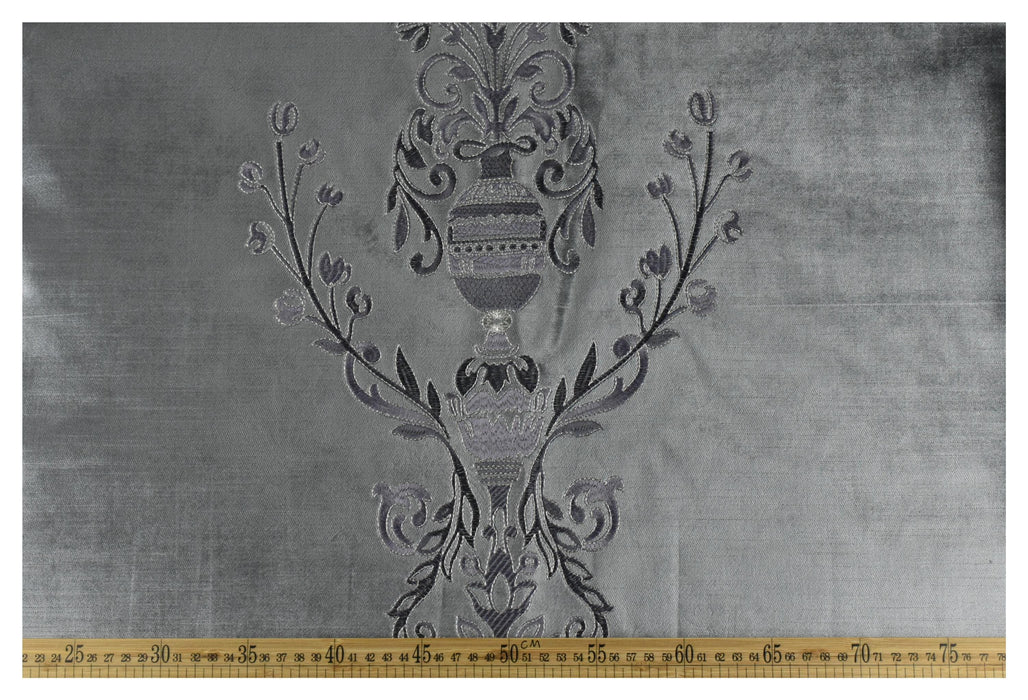 Clearance Sale!Luxury Silver Gray and Purple Embroidered Floral Cut Velvet Fabric For Curtain|Heavyweight Green Gold Elegant Fabric