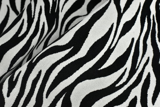 Heavy Weight Luxury Black and White Zebra Skin Cut Velvet Upholstery Fabric For Chair Sofa|Abstract Geometric Wild Animal Furniture Fabric