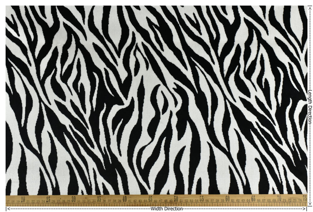 Heavy Weight Luxury Black and White Zebra Skin Cut Velvet Upholstery Fabric For Chair Sofa|Abstract Geometric Wild Animal Furniture Fabric