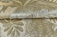 Heavy Weight Dust Gray Gold Tropical Botanical Leaf Cut Velvet Upholstery Fabric For Chair|Designer Vintage Reupholstery Furniture Fabric