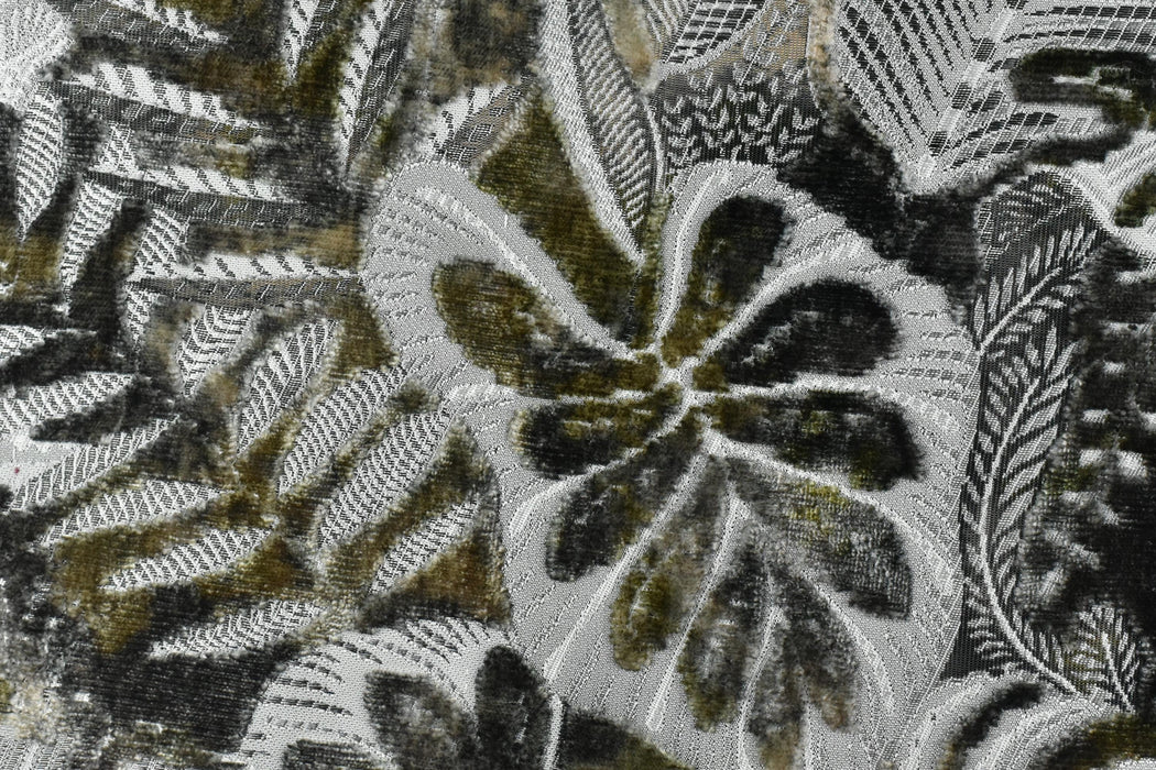 Heavy Weight Tropical Botanical Leaf Cut Velvet Upholstery Fabric For Chair|Luxury Furniture Fabric|Designer Vintage Reupholstery Fabric