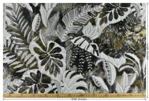 Heavy Weight Tropical Botanical Leaf Cut Velvet Upholstery Fabric For Chair|Luxury Furniture Fabric|Designer Vintage Reupholstery Fabric