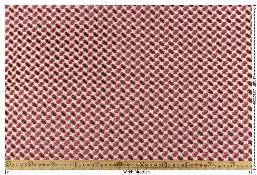 Heavy Weight Burgundy Red Geometric Raised Cut Velvet Upholstery Fabric for Chair|Luxury Furniture Fabric|Modern Textured Velvet Fabric