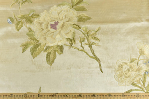 Clearance Sale!Luxury Green Blue Purple Embroidered Floral on Ivory Cut Velvet Fabric|Heavyweight Colorful Elegant Fabric For Chair Curtains