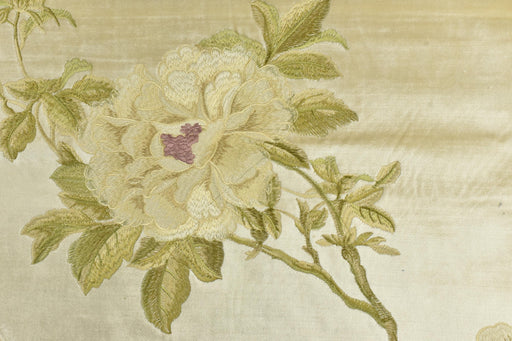 Clearance Sale!Luxury Green Blue Purple Embroidered Floral on Ivory Cut Velvet Fabric|Heavyweight Colorful Elegant Fabric For Chair Curtains