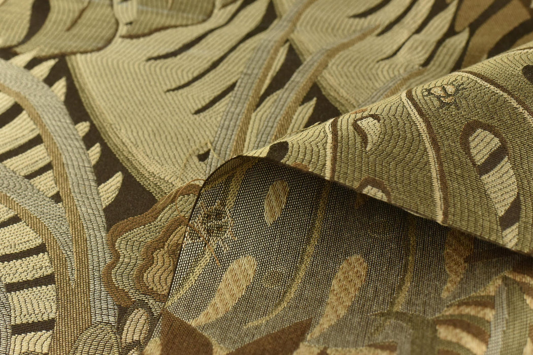 Vintage Autumn Tropical Botanical Monstera Leaf Jacquard Upholstery Fabric For Chair Cushion|Retro Tapestry Fabric