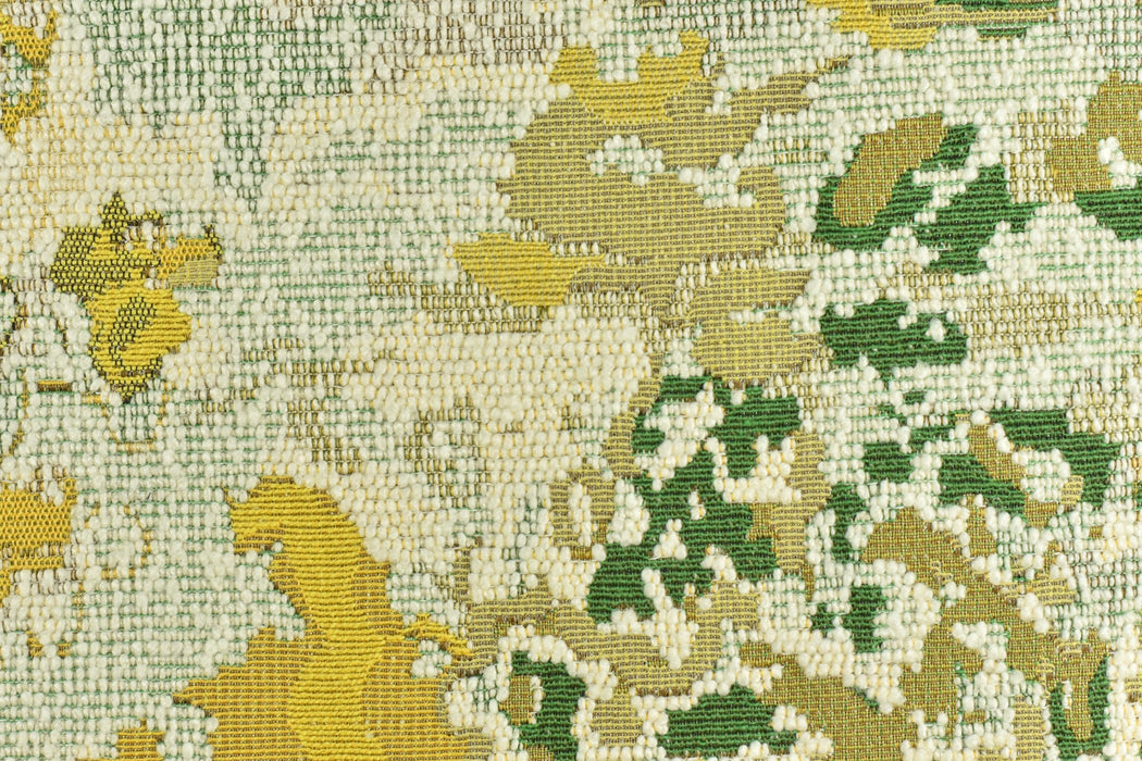 Heavy Weight Dream Gold Green Wool Cotton Blend Boucle Upholstery Fabric For Chair Couch|High End Abstract Floral Tapestry Fabric