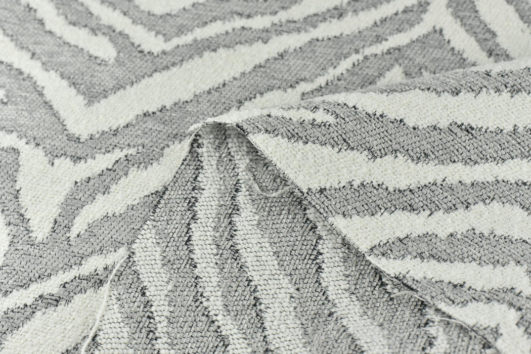 Heavy Weight Wool Blend Gray and White Zebra Skin Upholstery Fabric For Chair|Vintage Wild Animal Skin Fabric For Couch 55"W/850GSM