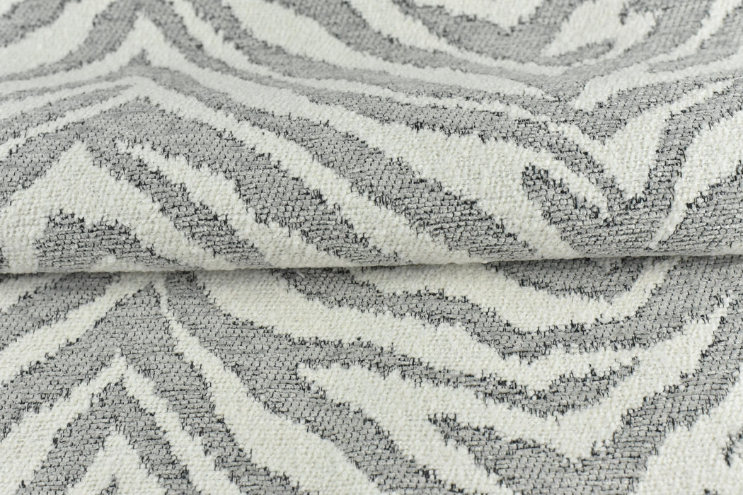 Heavy Weight Wool Blend Gray and White Zebra Skin Upholstery Fabric For Chair|Vintage Wild Animal Skin Fabric For Couch 55"W/850GSM