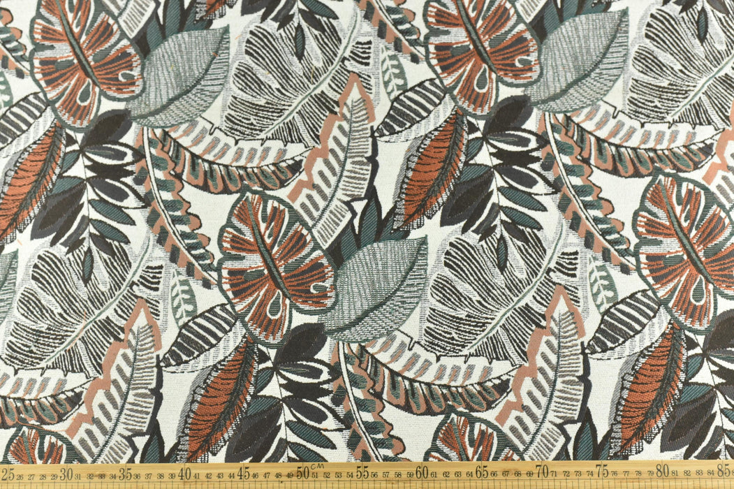 Heavy Weight Vintage Green Chartreuse Botanical Leaves Upholstery Fabric For Chair|Tropical Woven Cushion Fabric|Farmhouse Country Fabric