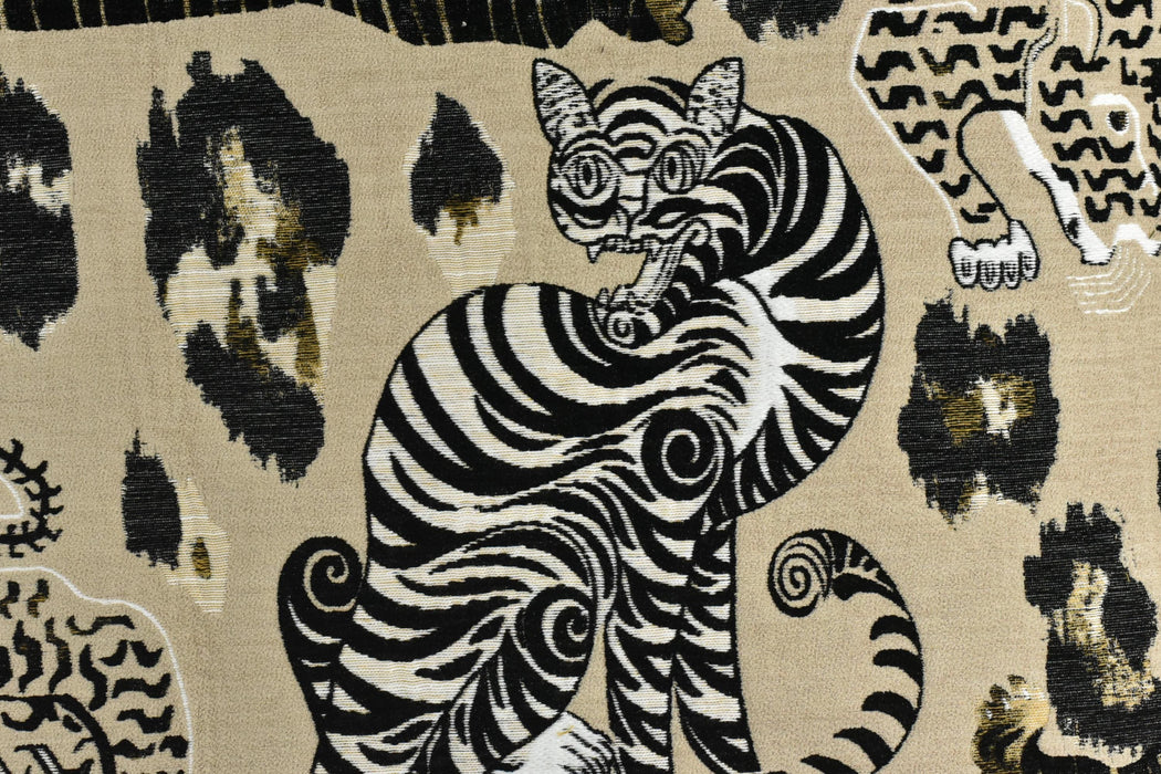 Heavy Weight Novelty Tiger Upholstery Fabric For Chair Couch For in Beige Gold Brown|Unique Design Playful Wild Animal Fabric