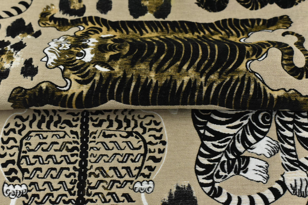 Heavy Weight Novelty Tiger Upholstery Fabric For Chair Couch For in Beige Gold Brown|Unique Design Playful Wild Animal Fabric