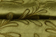 Clearance Sale!Vintage Moss Green Gold Botanical Leaves Embroidered Floral Cut Velvet Fabric For Chair|Elegant Furniture and Drapery Fabric