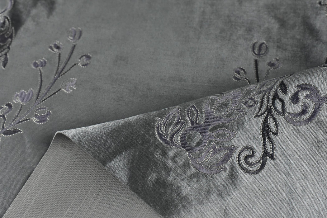 Clearance Sale!Luxury Baroque Floral Sliver Gray Purple Embroidered Floral Cut Velvet Fabric For Curtain|Vintage Green Gold Elegant Fabric