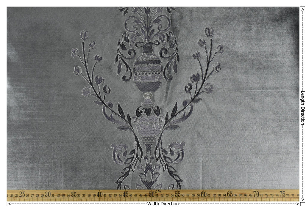 Clearance Sale!Luxury Baroque Floral Sliver Gray Purple Embroidered Floral Cut Velvet Fabric For Curtain|Vintage Green Gold Elegant Fabric