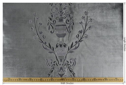 Clearance Sale!Luxury Baroque Floral Sliver Gray Purple Embroidered Floral Cut Velvet Fabric For Curtain|Vintage Green Gold Elegant Fabric