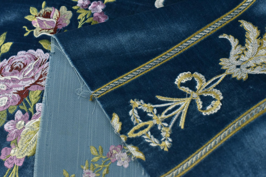 Clearance Sale!Luxury Vintage Red Green Purple Floral Embroidered Baroque Floral Velvet Fabric Blue Cut Velvet Fabric For Curtain and Chair