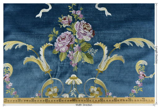 Clearance Sale!Luxury Vintage Red Green Purple Floral Embroidered Baroque Floral Velvet Fabric Blue Cut Velvet Fabric For Curtain and Chair
