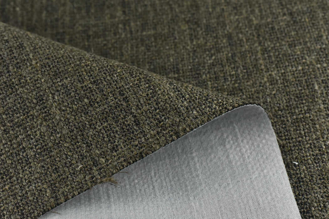 Heavy Weight Linen Blend Bronze Olive Sofa Fabric|Modern Textured Woven Fabric For Dining Chair|Fabric By The Yard