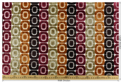 Heavy Weight Milti-Colored Mid Century Modern Geometric Cut Velvet Upholstery Fabric for Chair|Vintage MCM Raised Velvet Furniture Fabric