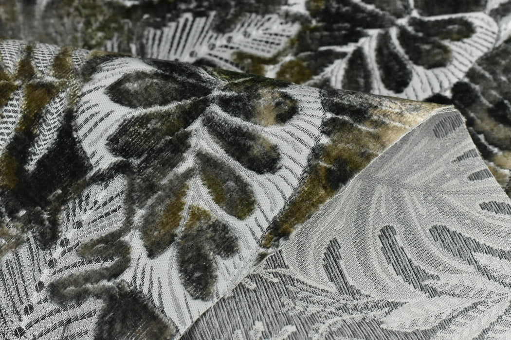 Heavy Weight Tropical Botanical Leaf Cut Velvet Upholstery Fabric For Chair|Luxury Furniture Fabric|Designer Vintage Reupholstery Fabric