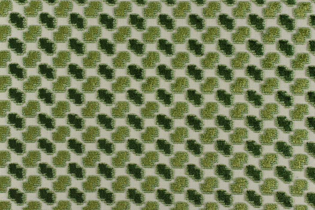 Heavy Weight Jungle Green Geometric Raised Cut Velvet Upholstery Fabric for Chair|Luxury Furniture Fabric|Modern Textured Velvet Fabric