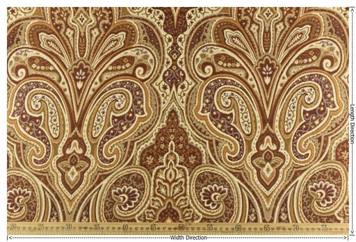 Heavy Weight MCM Reddish Brown Earth Yellow Damask Floral Chenille Upholstery Fabric For Chair|Vintage Large Floral Furniture Fabric