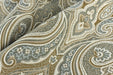 Heavy Weight MCM Smoke Blue Earth Yellow Damask Floral Chenille Upholstery Fabric For Chair|Vintage Large Floral Furniture Fabric