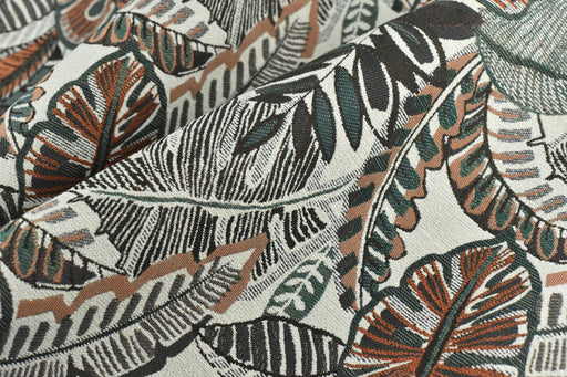 Heavy Weight Vintage Green Rust Brown Botanical Leaves Upholstery Fabric For Chair|Tropical Woven Cushion Fabric|Farmhouse Country Fabric