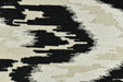 Heavyweight Vintage Black White Beige Wavy Ikat Pattern Chenille Woven Upholstery Fabric For Chair|Raised Abstract Geometric Jacquard Fabric