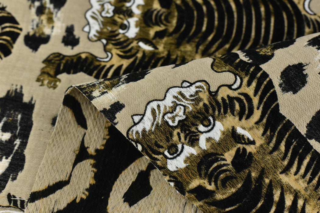 Heavy Weight Novelty Tiger Upholstery Fabric For Chair Couch For in Beige Gold Brown|Unique Design Playful Wild Animal Fabric