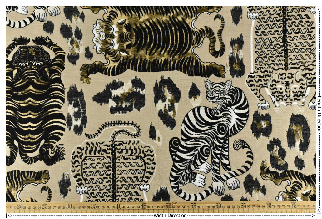 Heavy Weight Novelty Tiger Upholstery Fabric For Chair Couch For in Beige Gold Brown|Unique Design Playful Wild Animal Fabric