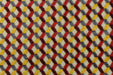 Multi-Colored Red Yellow Gray Raised Geometric Cut Velvet Upholsetry Fabric For Chair|Diamond 3D Textured Furniture Fabric For Ottoman Sofa