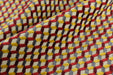 Multi-Colored Red Yellow Gray Raised Geometric Cut Velvet Upholsetry Fabric For Chair|Diamond 3D Textured Furniture Fabric For Ottoman Sofa