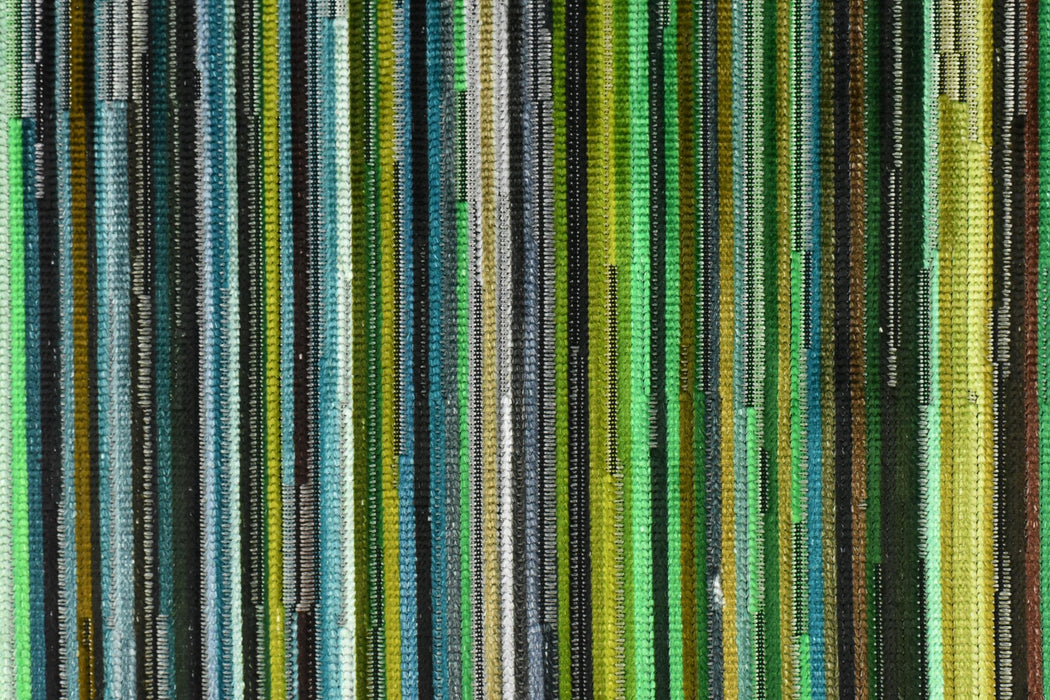 Heavy Wight Multi-Colored Green Blue Striped Cut Velvet Upholsetry Fabric For Chair|Charteuse Green Gold Black Furniture and Drapery Fabric
