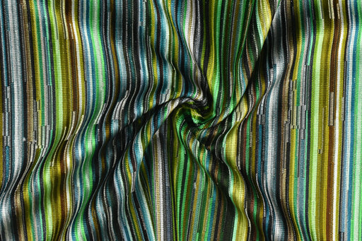 Heavy Wight Multi-Colored Green Blue Striped Cut Velvet Upholsetry Fabric For Chair|Charteuse Green Gold Black Furniture and Drapery Fabric