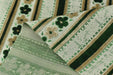 Heavy Weight Green Floral and Striped Geometric Cut Velvet Upholstery Fabric|Vintage Style Raised Pattern Interior Designer Fabric