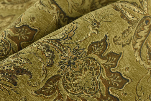 Heavy Weight Mid Century Modern Vintage Floral Chenille Upholstery Fabric For Chair|Retro Dark Chartreuse Durable Farmhouse Furniture Fabric