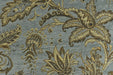 Heavy Weight Mid Century Modern Vintage Floral Chenille Upholstery Fabric For Chair|Retro Blue Gold Durable Farmhouse Furniture Fabric