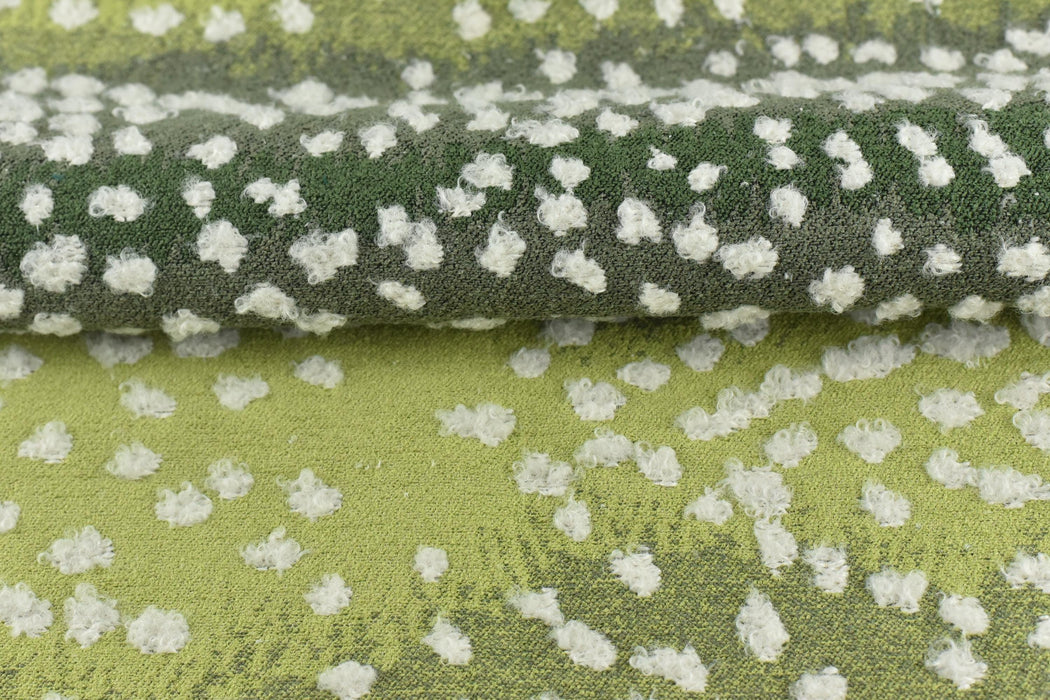 Heavy Weight Payful Gradient Green Raised Curly Dot Upholstery Fabric|Abstract Geometric Texture Fabric for Chair|Designer Fabric For Pillow